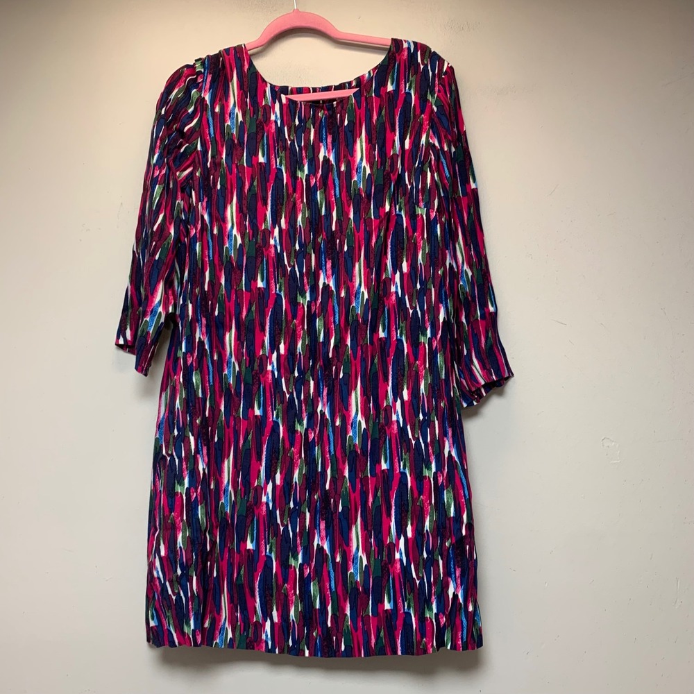 Boden Shift Dress Womens 12R Multi-Color Excellent Abstract Brushstroke WH692